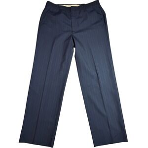 Vintage Christian Dior Monsieur Dress Pants Mens 34x31 Navy Blue Pinstripe Wool